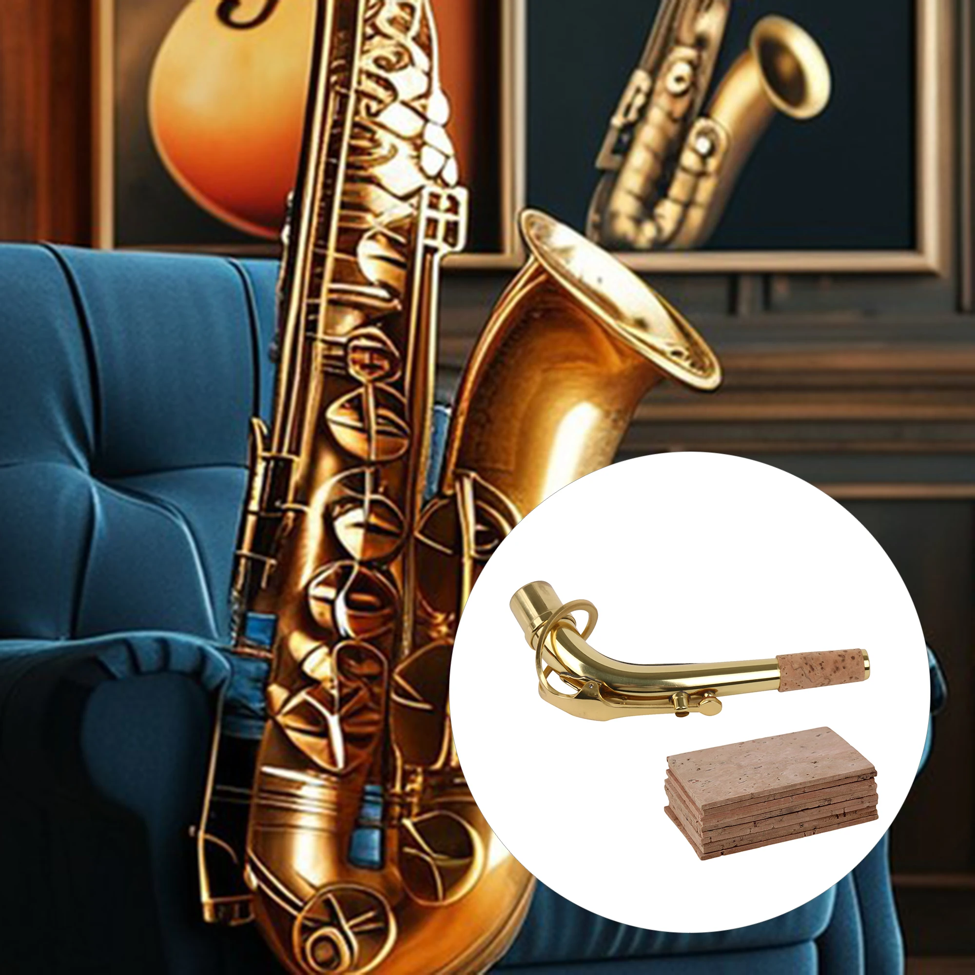 Gold Brass Alto Saxophone Bend Neck and 10pcs Natural Saxophone Neck Corks
Gold Brass Alto Saxophone Bend Neck and 10pcs Natural Saxophone Neck Corks