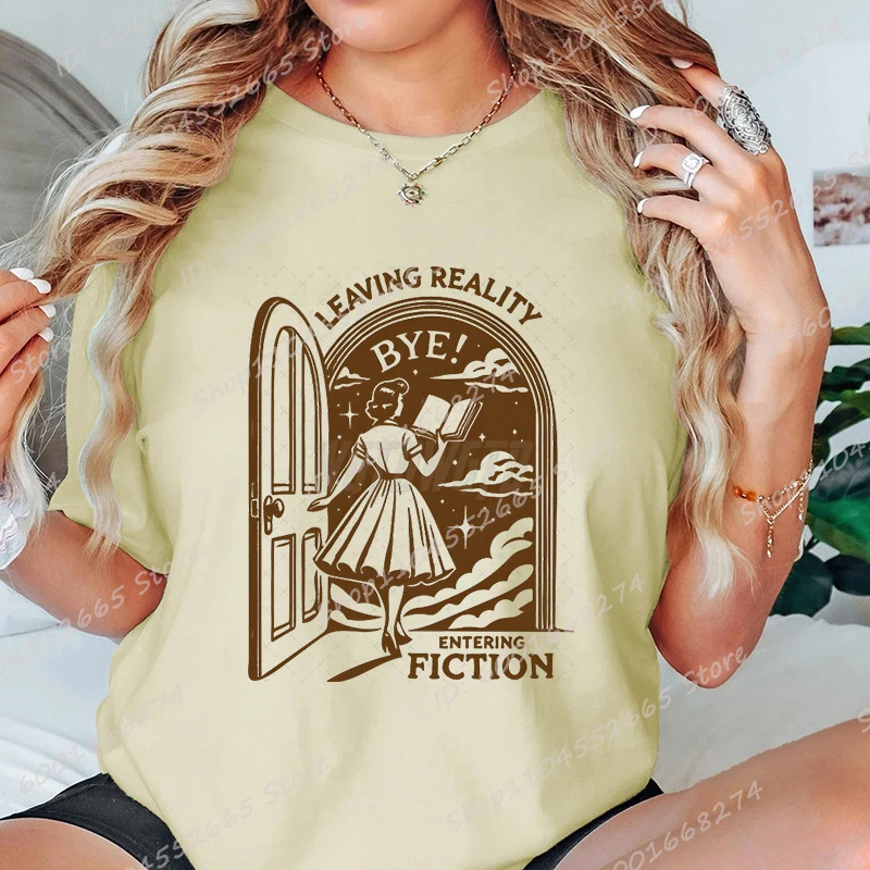 Book Lover Style Tees Leaving Reality Letter T-Shirts Women Summer Short Sleeve Overszied Tee Shirts Round Collar Classic Tops
Book Lover Style Tees Leaving Reality Letter T-Shirts Women Summer Short Sleeve Overszied Tee Shirts Round Collar Classic Tops