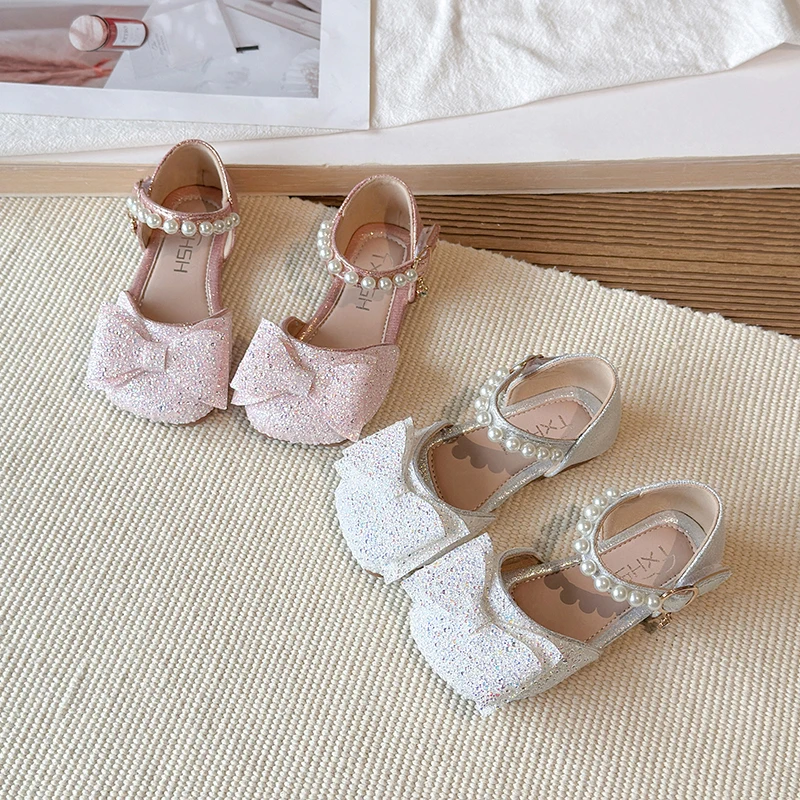 Spring Girl's Princess Shoes Bowknot Pearl Pendent Sweet Kid's Flat Shoe Silver Pink Bling Charming Soft Sole Chic Children Shoe
Spring Girl's Princess Shoes Bowknot Pearl Pendent Sweet Kid's Flat Shoe Silver Pink Bling Charming Soft Sole Chic Children Shoe