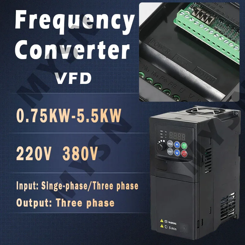 Input 220V to Output 380V VFD Variable Frequency Drive Converter Inverter 0.75/1.5/2.2/3.7/4/5.5 KW Motor Speed Controller
Input 220V to Output 380V VFD Variable Frequency Drive Converter Inverter 0.75/1.5/2.2/3.7/4/5.5 KW Motor Speed Controller