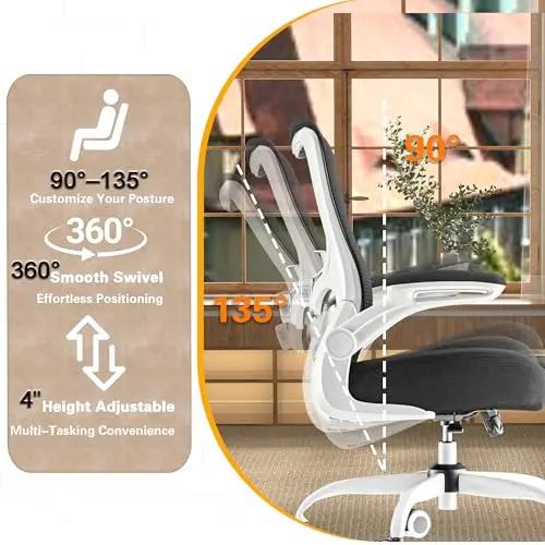Ergonomic High-Back Mesh Office Chair With 4-Inch Height Adjustment, 360° Swivel, 90°–135° Recline, 330 Lbs Capacity
Ergonomic High-Back Mesh Office Chair With 4-Inch Height Adjustment, 360° Swivel, 90°–135° Recline, 330 Lbs Capacity