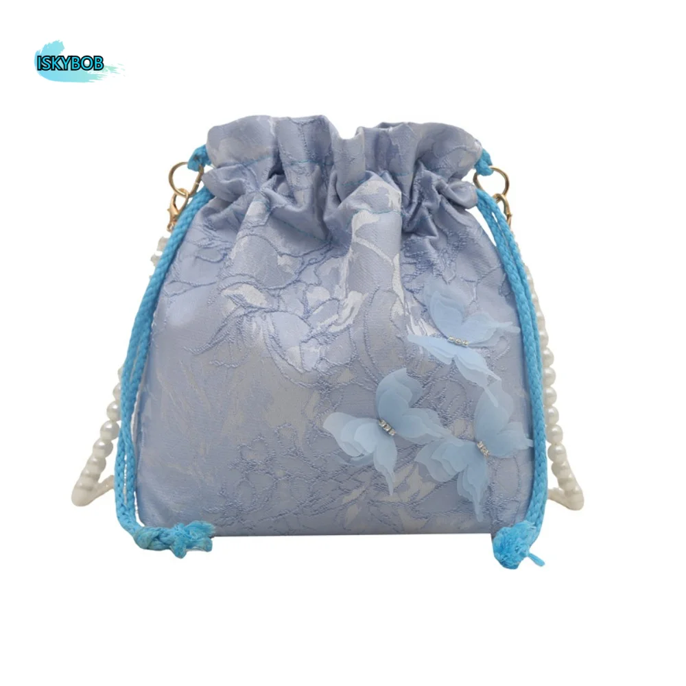 Lace Embroidery Drawstring Bucket Bag Butterfly Flower Pearl Chain Crossbody Bag Printed Ancient Style Chinese Style Handbag
Lace Embroidery Drawstring Bucket Bag Butterfly Flower Pearl Chain Crossbody Bag Printed Ancient Style Chinese Style Handbag