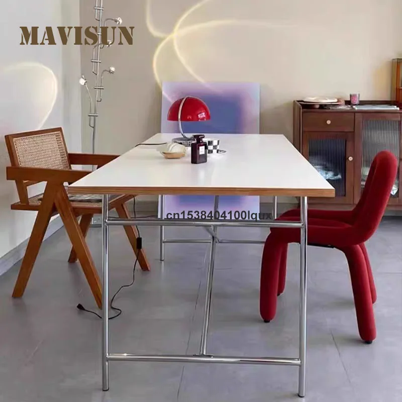 Modern Industrial Rectangular Office Desk Adjustable Height Stainless Steel Frame Wooden Desktop Multi-Function Computer Desk
Modern Industrial Rectangular Office Desk Adjustable Height Stainless Steel Frame Wooden Desktop Multi-Function Computer Desk
