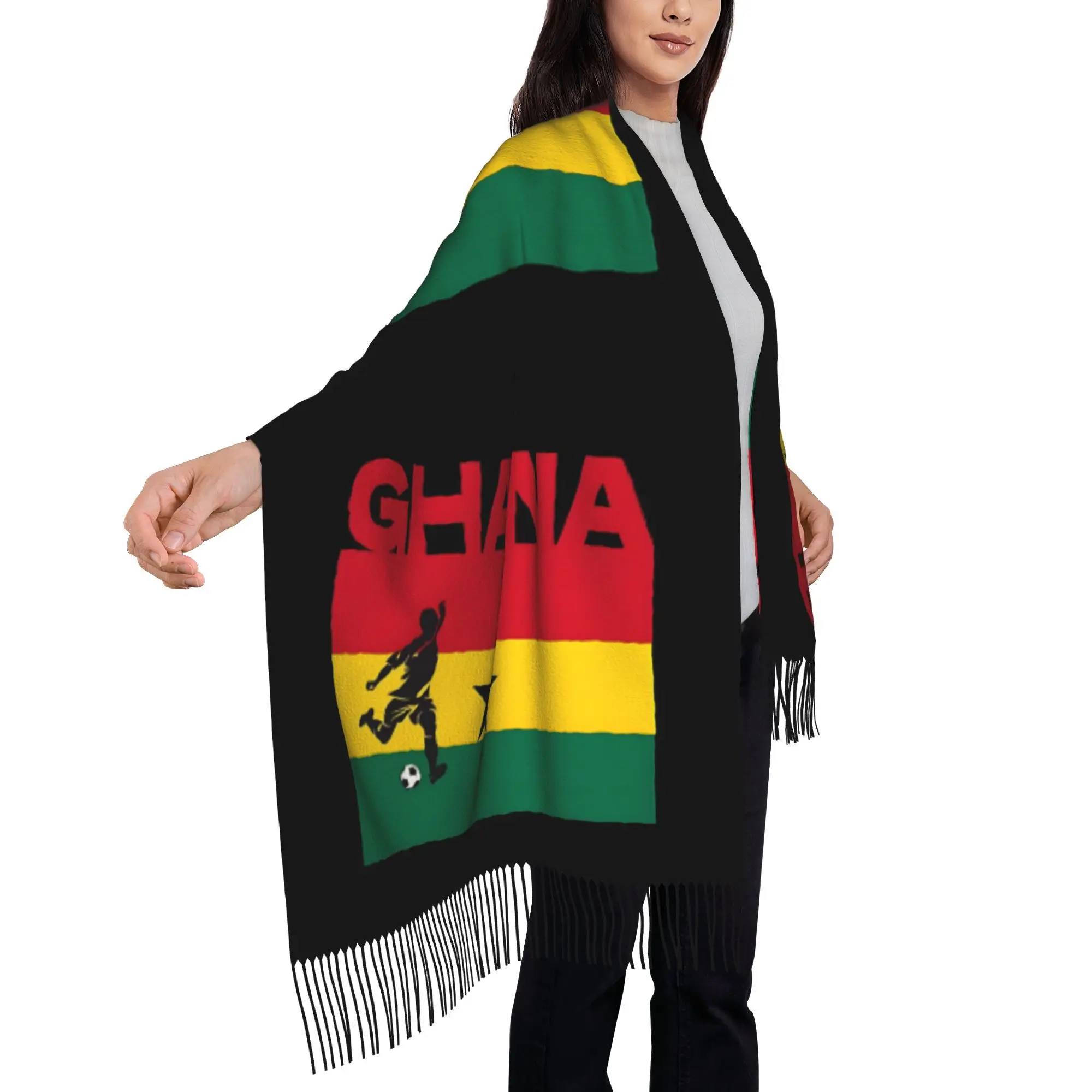 Unisex Scarf with Tassels, Stylish for Autumn And Winter, Featuring The Ghana Flag And Designed for Football Fans
Unisex Scarf with Tassels, Stylish for Autumn And Winter, Featuring The Ghana Flag And Designed for Football Fans