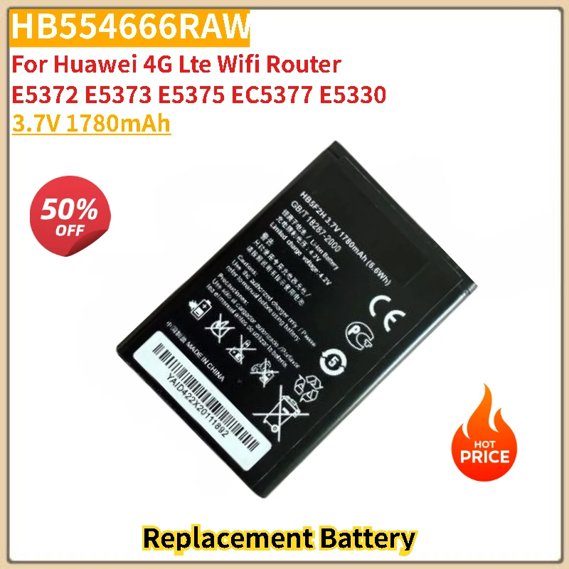 HB554666RAW Battery 3.7V 1780mAh For HUAWEI 4G Lte WIFI Router E5375 EC5377 E5372 E5373 E5330 Brand-New High Quality
HB554666RAW Battery 3.7V 1780mAh For HUAWEI 4G Lte WIFI Router E5375 EC5377 E5372 E5373 E5330 Brand-New High Quality