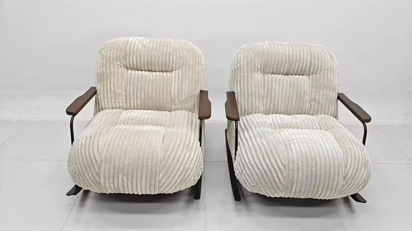 Single casual rocking chair Fabric rocking chair with upholstered home office and living room
Single casual rocking chair Fabric rocking chair with upholstered home office and living room