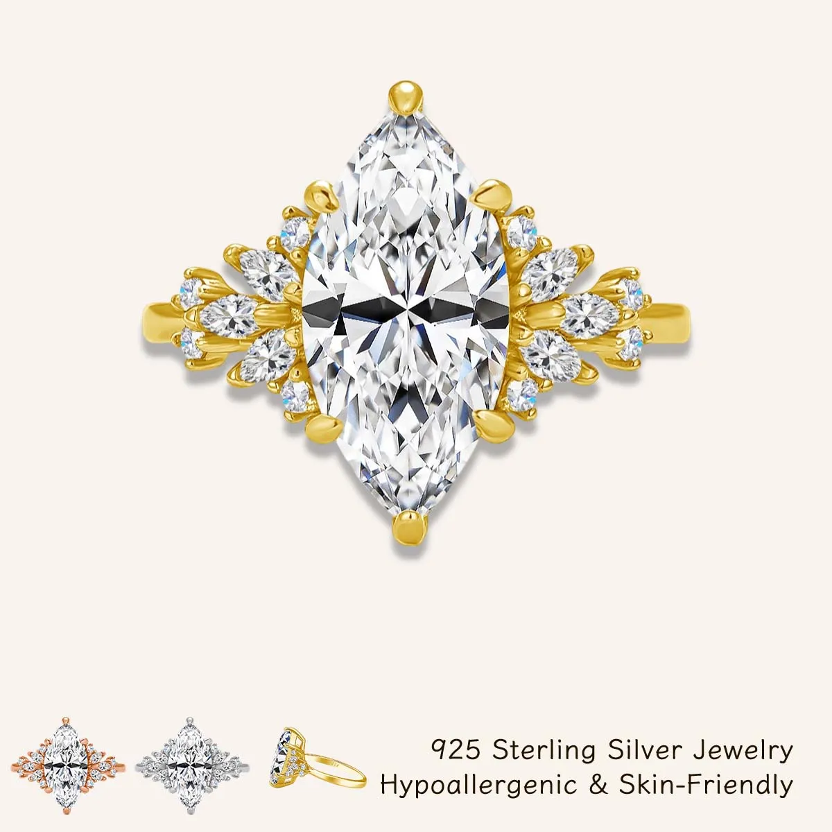 Роскошные обручальные кольца из стерлингового серебра 925 пробы с муассанитом 3 карата огранки «маркиз», позолоченные 14-каратным золотом, ювелирные изделия
Роскошные обручальные кольца из стерлингового серебра 925 пробы с муассанитом 3 карата огранки «маркиз», позолоченные 14-каратным золотом, ювелирные изделия