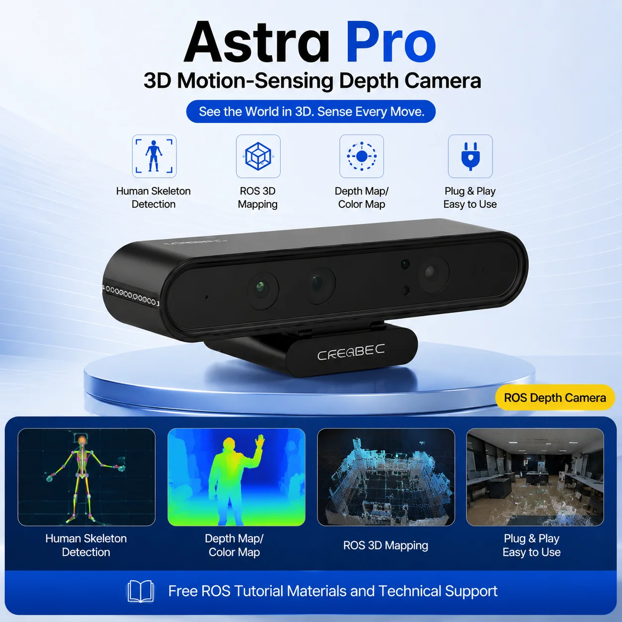 ORBBEC ASTRA Pro 3D Depth Camera 0.6-8M Range For AI Robotics Drones Development Face Recognition
ORBBEC ASTRA Pro 3D Depth Camera 0.6-8M Range For AI Robotics Drones Development Face Recognition