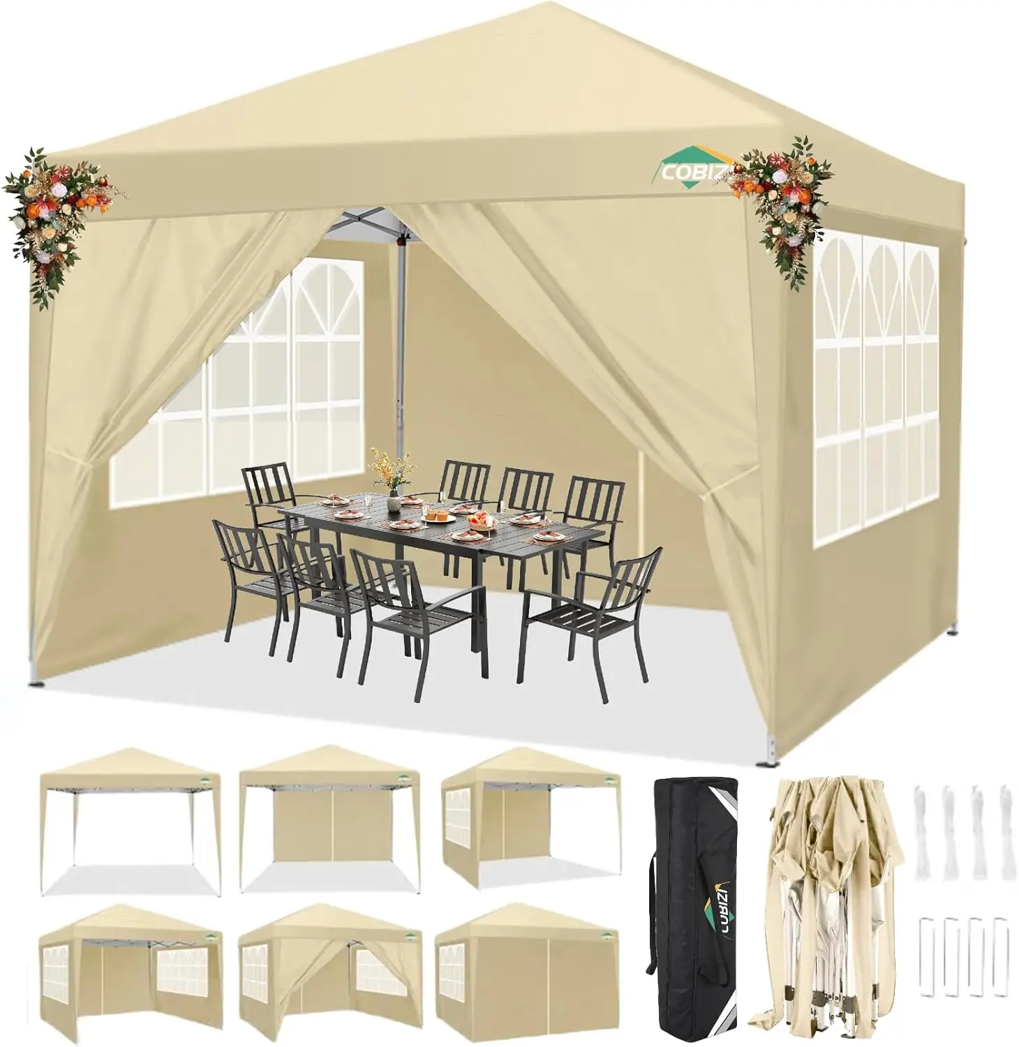 10x10 Pop Up Canopy Tent with 4 Sidewalls Easy Up Canopy 10x10 Waterproof Commercial Outdoor Gazebo Portable Shelter Instant Ten
10x10 Pop Up Canopy Tent with 4 Sidewalls Easy Up Canopy 10x10 Waterproof Commercial Outdoor Gazebo Portable Shelter Instant Ten