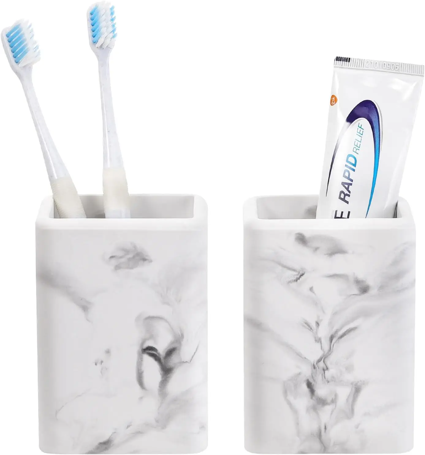 Fast Drying Toothbrush Holders 2 Pack, Diatomite Toothbrush Cups for Bathroom Countertop with Marble Pattern
Fast Drying Toothbrush Holders 2 Pack, Diatomite Toothbrush Cups for Bathroom Countertop with Marble Pattern