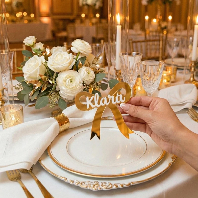 5/10/20Pcs Custom Bow Name Place Settings Wedding Party Bow Name Tags Personalized Acrylic Bow Name Plate Placement Cards
5/10/20Pcs Custom Bow Name Place Settings Wedding Party Bow Name Tags Personalized Acrylic Bow Name Plate Placement Cards