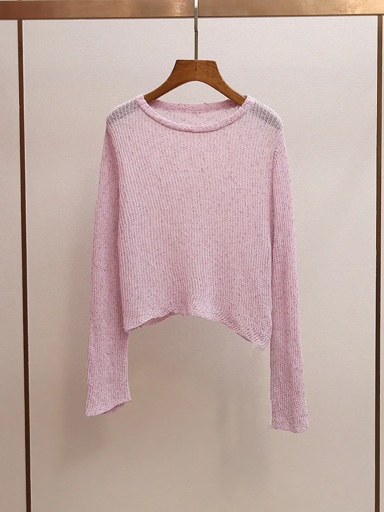 Dave&Di New French minimalist style solid color round neck loose long sleeved base knit sweater
Dave&Di New French minimalist style solid color round neck loose long sleeved base knit sweater