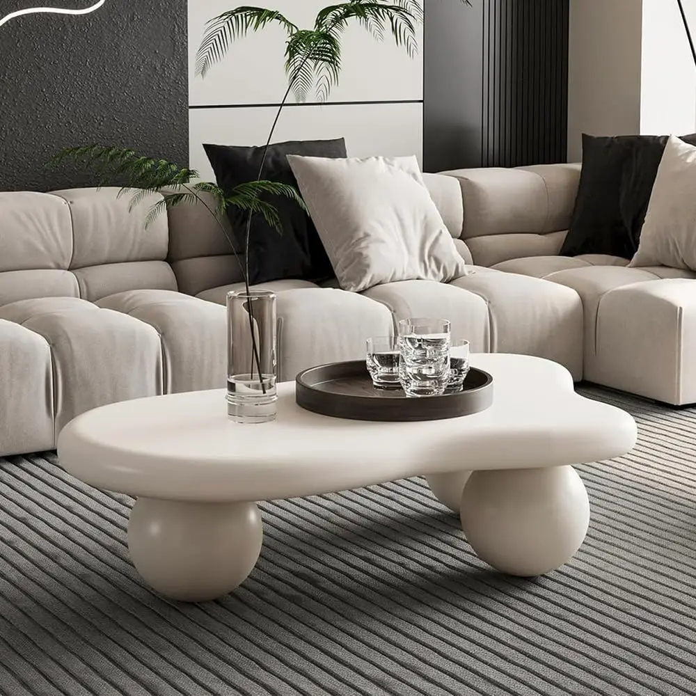 Asymmetrical 40 Cloud-Inspired Coffee Table with 3 Unique Ball Legs, Cream White for Living Room Office
Asymmetrical 40 Cloud-Inspired Coffee Table with 3 Unique Ball Legs, Cream White for Living Room Office