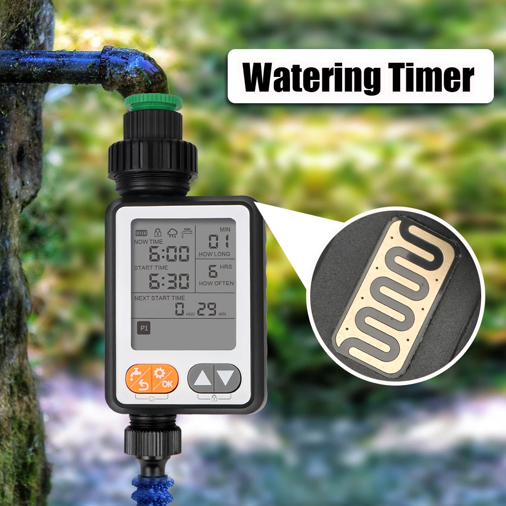 Garden Watering Timer Battery Operated Rain Sensor Waterproof Multiple Program Automatic Large Screen Irrigation Controller
Garden Watering Timer Battery Operated Rain Sensor Waterproof Multiple Program Automatic Large Screen Irrigation Controller
