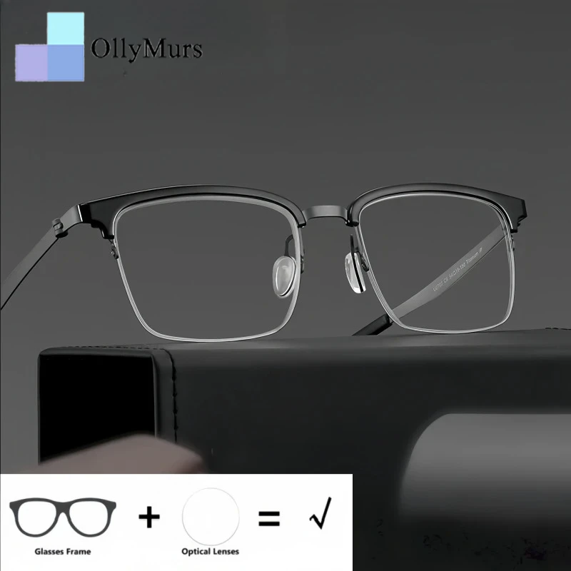 OLLYMURS Men's Half-Frame Optical Prescription Glasses Business Pure Titanium Myopia Blue Light Blocking Anti-UV Recipe Eyewear
OLLYMURS Men's Half-Frame Optical Prescription Glasses Business Pure Titanium Myopia Blue Light Blocking Anti-UV Recipe Eyewear