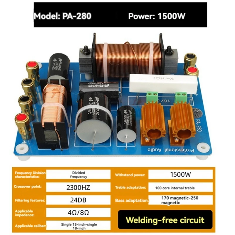Two-Way Speaker Crossover Professional Stage Performance 1500W Frequency Divider for Single 15 Inch 18 Inch Speaker-ABHG
Two-Way Speaker Crossover Professional Stage Performance 1500W Frequency Divider for Single 15 Inch 18 Inch Speaker-ABHG