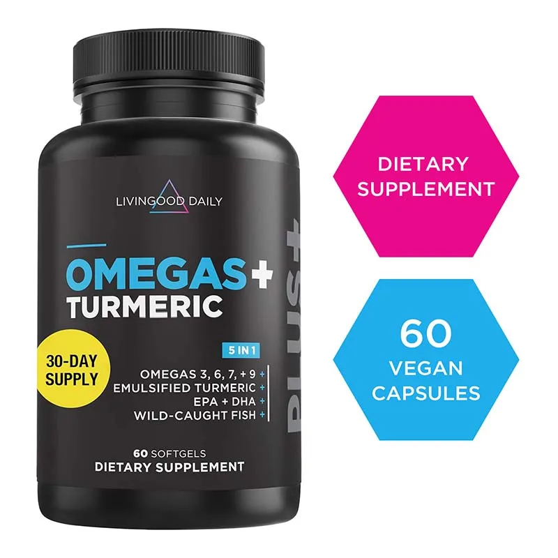 Omega 3 6 9 Supplement Plus Turmeric Curcumin, with DHA & EPA - Brain & Heart Health and Joint Support, Improves Digestion
Omega 3 6 9 Supplement Plus Turmeric Curcumin, with DHA & EPA - Brain & Heart Health and Joint Support, Improves Digestion
