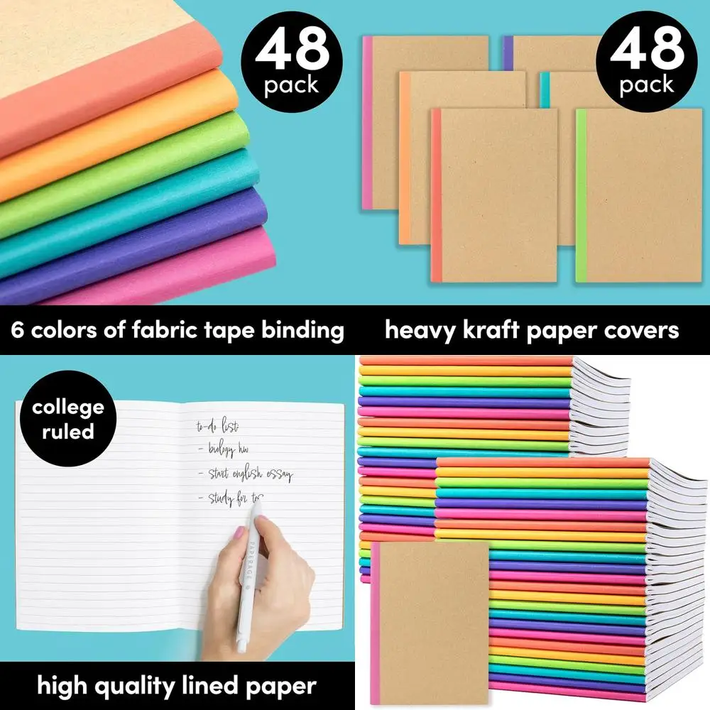 48-Piece Kraft Journals, 120pg, Rainbow Stripes, College Ruled, 8x5.75
48-Piece Kraft Journals, 120pg, Rainbow Stripes, College Ruled, 8x5.75