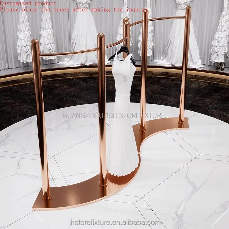 Custom.Free Standing Clothing Store Display Rack for Woman Clothing Stainless Steel Rose Gold Hanging Clothes Garment Rack
Custom.Free Standing Clothing Store Display Rack for Woman Clothing Stainless Steel Rose Gold Hanging Clothes Garment Rack