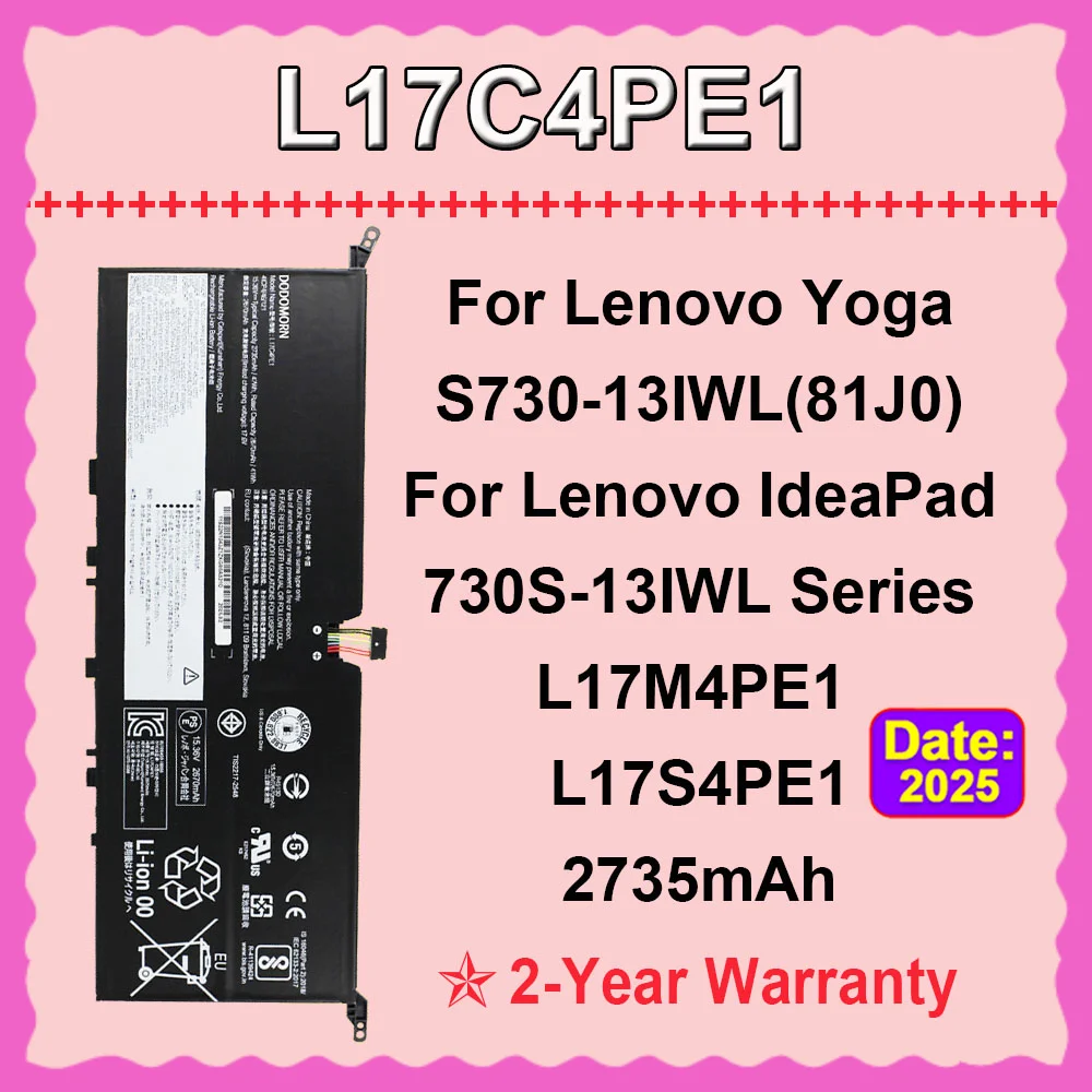 Аккумулятор для ноутбука L17C4PE1 15,36 В 42 Втч 2735 мАч для Lenovo Yoga S730-13IWL (81 J0) IdeaPad 730S-13IWL L17M4PE1 L17S4PE1 DODOMORN
Аккумулятор для ноутбука L17C4PE1 15,36 В 42 Втч 2735 мАч для Lenovo Yoga S730-13IWL (81 J0) IdeaPad 730S-13IWL L17M4PE1 L17S4PE1 DODOMORN