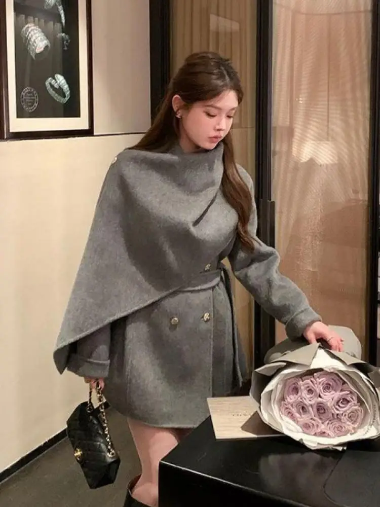 Осень-зима, серая универсальная шаль с длинными рукавами, шарф, пальто, винтажная женская элегантная двубортная куртка на шнуровке, топы, уличная одежда
Осень-зима, серая универсальная шаль с длинными рукавами, шарф, пальто, винтажная женская элегантная двубортная куртка на шнуровке, топы, уличная одежда