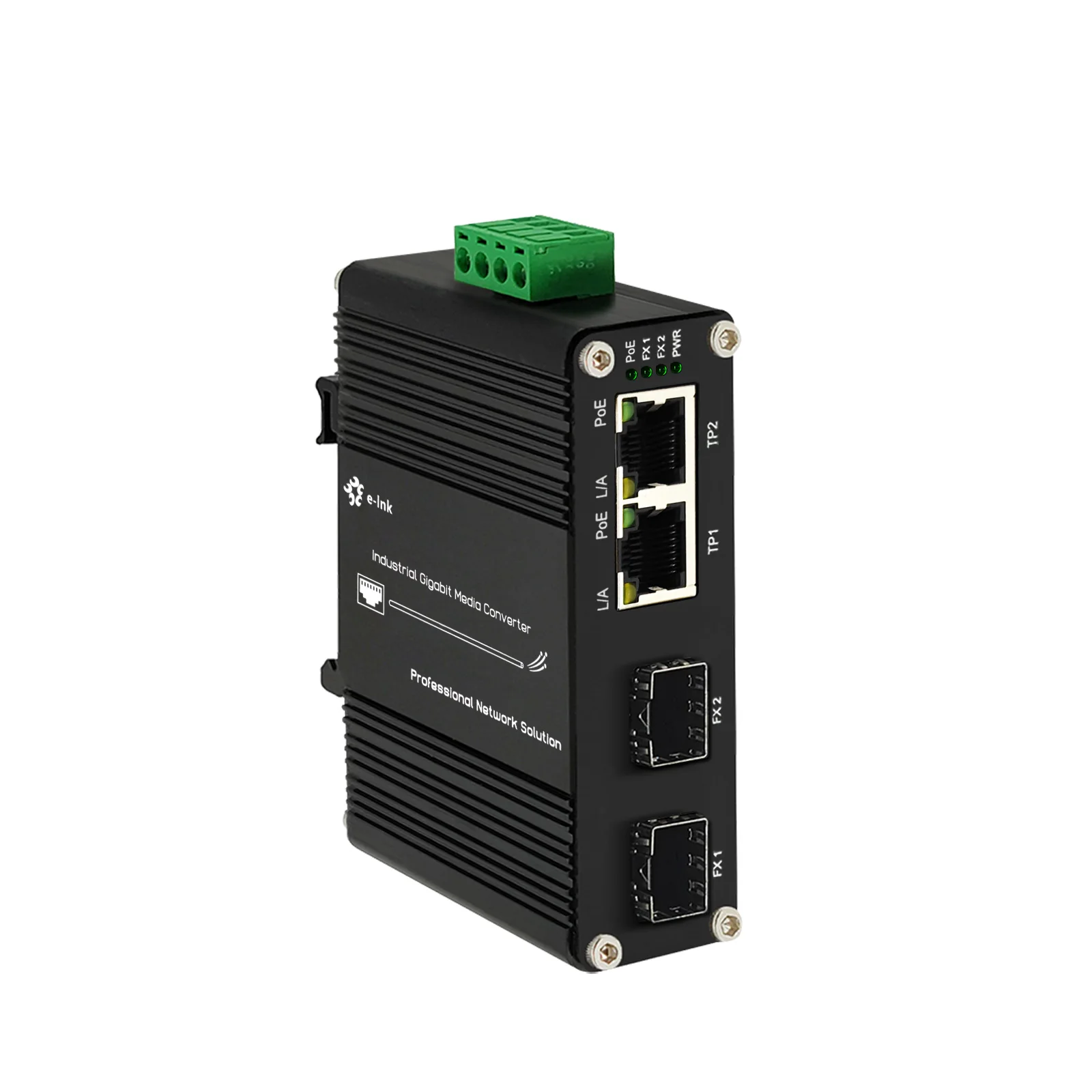 Industrial 2-Port Gigabit PoE+ Switch w/ Power Booster, 12-48VDC Input to 30W Output, 2 SFP Slots, -40~80°C, DIN-Rail Mount
Industrial 2-Port Gigabit PoE+ Switch w/ Power Booster, 12-48VDC Input to 30W Output, 2 SFP Slots, -40~80°C, DIN-Rail Mount