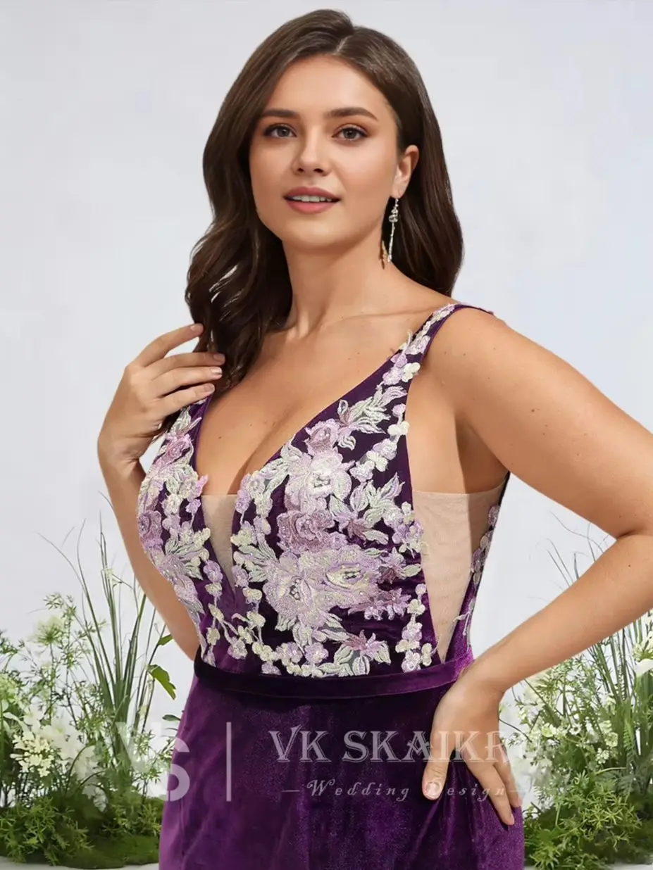 CA Grape Trumpet Mermaid V-Neck Velvet Lace Evening Dress With Sweep Train Sleeveless Prom Wedding Party Formal Gowns Prom Dress
CA Grape Trumpet Mermaid V-Neck Velvet Lace Evening Dress With Sweep Train Sleeveless Prom Wedding Party Formal Gowns Prom Dress