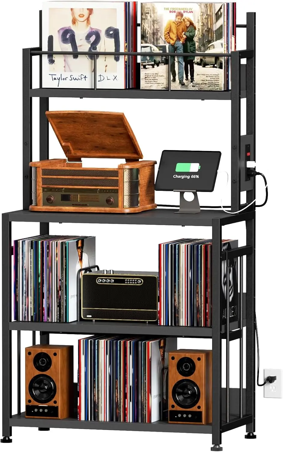 Vinyl Record Player Stand with Storage for 300 Albums, Turntable Table with Charging Station, Black
Vinyl Record Player Stand with Storage for 300 Albums, Turntable Table with Charging Station, Black