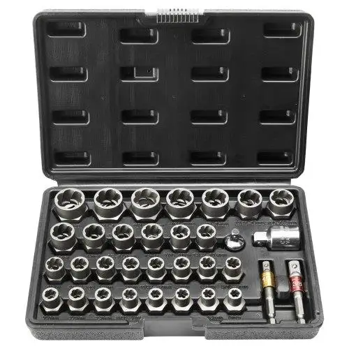 Bolt Extractor Set, 29-Piece Bolt and Nut Remover Set, 6mm to 10mm, 13/32" to 3/4", CR-MO Steel Extraction Socket Set with
Bolt Extractor Set, 29-Piece Bolt and Nut Remover Set, 6mm to 10mm, 13/32" to 3/4", CR-MO Steel Extraction Socket Set with