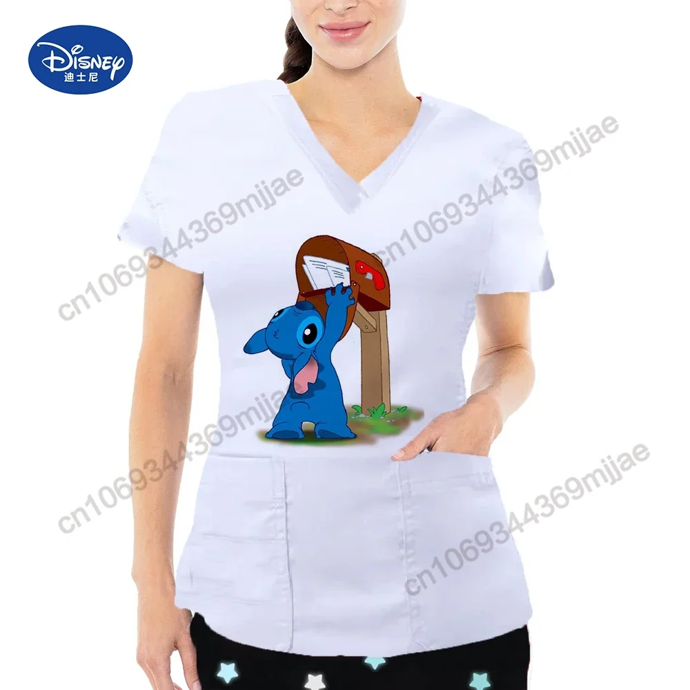 Cartoon Pocket Women's Tops V-neck Fashion Short Sleeves T-shirts for Women
Cartoon Pocket Women's Tops V-neck Fashion Short Sleeves T-shirts for Women