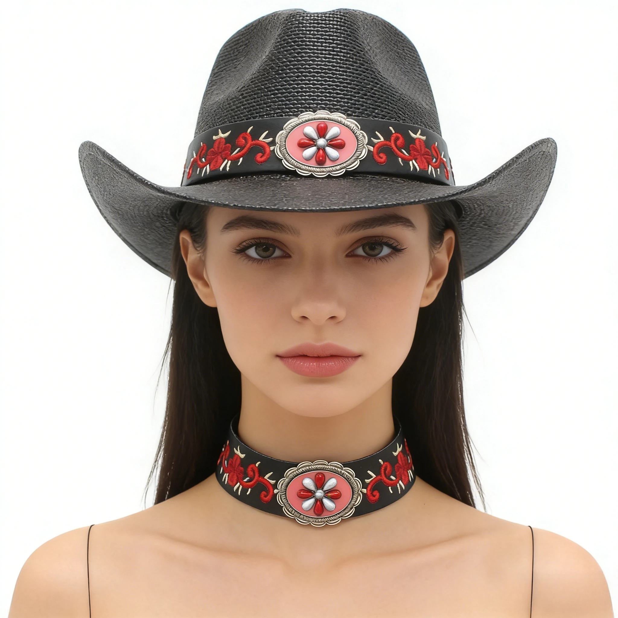 Women's Summer Sun Protection Straw Cowboy Hat (57-58cm) - Breathable Hat with Embroidered Plant & Traditional Logo Band
Women's Summer Sun Protection Straw Cowboy Hat (57-58cm) - Breathable Hat with Embroidered Plant & Traditional Logo Band