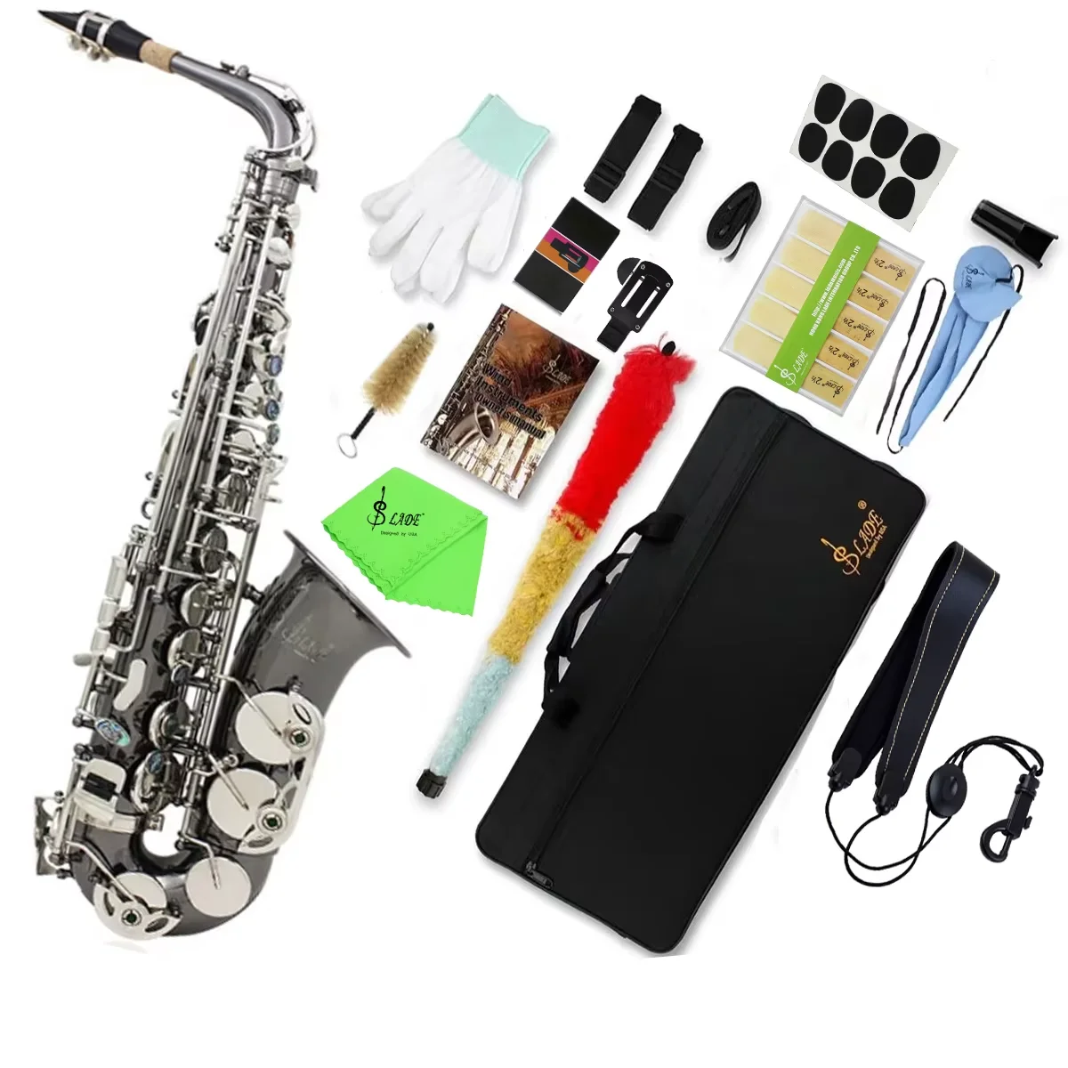 SLADE черный никелированный альт-саксофон латунь Eb альт-саксофон коробка чистящая ткань тростниковый ремешок перчатки триммер детали
SLADE черный никелированный альт-саксофон латунь Eb альт-саксофон коробка чистящая ткань тростниковый ремешок перчатки триммер детали