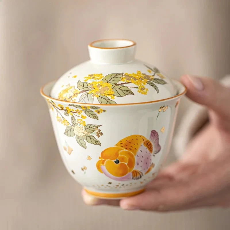 100ml Grass Gray Gold Osmanthus Fish Gaiwan Luxury Tea Tureen Bowl With Lid Kit Tea Maker Cover Bowl Chinese Set Craft
100ml Grass Gray Gold Osmanthus Fish Gaiwan Luxury Tea Tureen Bowl With Lid Kit Tea Maker Cover Bowl Chinese Set Craft