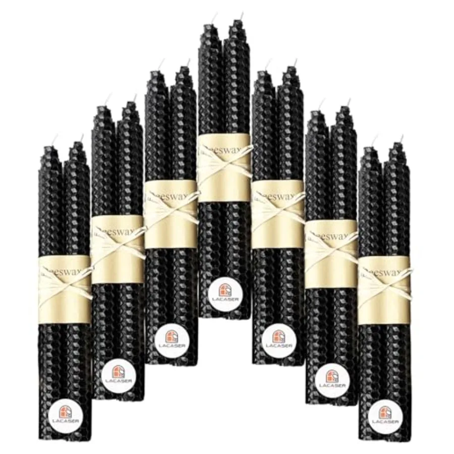 Beeswax Black Taper Candles Set of 14 pcs, 9" Long Black Candlesticks, Smokeless and Unscented, Burning Time 4 Hours
Beeswax Black Taper Candles Set of 14 pcs, 9" Long Black Candlesticks, Smokeless and Unscented, Burning Time 4 Hours