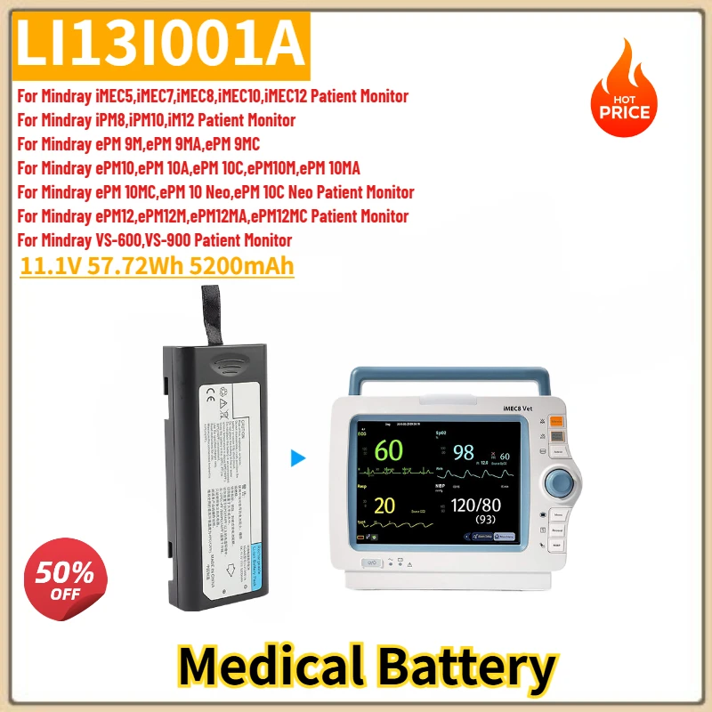 LI13I001A High Capacity Medical Battery 11.1V 5200mAh For MINDRAY ECG Monitoring System IMEC8 IMEC10 IMEC12 IPM8 IPM10 IPM12
LI13I001A High Capacity Medical Battery 11.1V 5200mAh For MINDRAY ECG Monitoring System IMEC8 IMEC10 IMEC12 IPM8 IPM10 IPM12