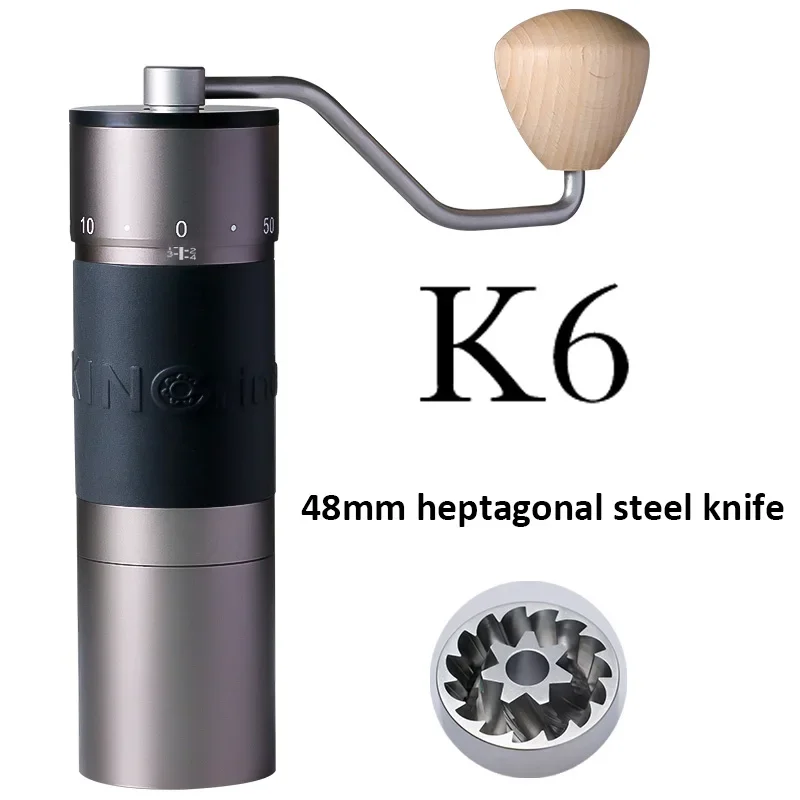 Ручная кофемолка K6, регулируемая насадка для измельчения Kingrinder K6, алюминиевая кофемолка из нержавеющей стали, коническая мельница с жерновами
Ручная кофемолка K6, регулируемая насадка для измельчения Kingrinder K6, алюминиевая кофемолка из нержавеющей стали, коническая мельница с жерновами