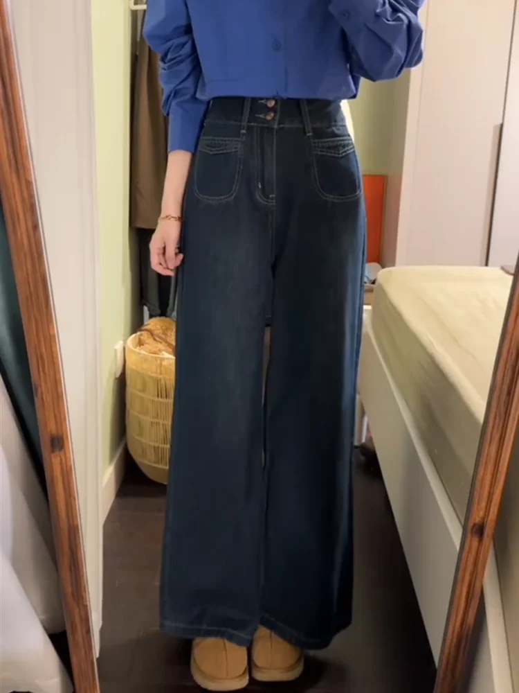 American Style Vintage High Waist Wide Leg Jeans Women's Loose Slimming Straight Cut Floor-Length Pants Casual Washed Denim
American Style Vintage High Waist Wide Leg Jeans Women's Loose Slimming Straight Cut Floor-Length Pants Casual Washed Denim