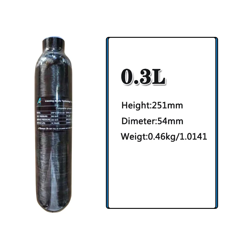 30Mpa 4500Psi 0.3L 300cc Carbon Fiber Cylinder HPA Tank r Daystate and FX Thread M18 * 1.5
30Mpa 4500Psi 0.3L 300cc Carbon Fiber Cylinder HPA Tank r Daystate and FX Thread M18 * 1.5