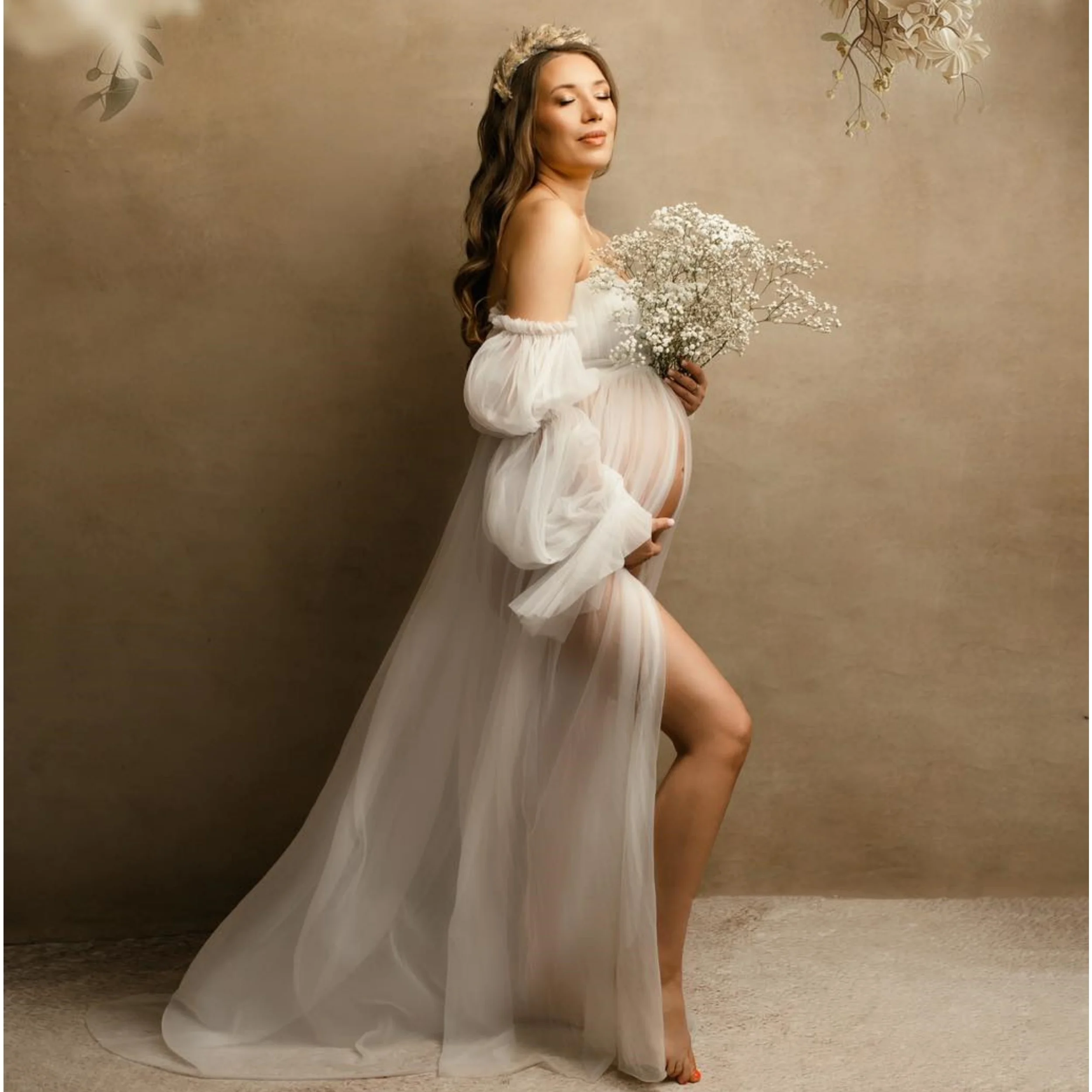 Sexy White Maternity Dress for Photoshoot Sweetheart Sheer Tulle Prom Gown Customized Slit Babyshower Gowns Pregnancy Wear
Sexy White Maternity Dress for Photoshoot Sweetheart Sheer Tulle Prom Gown Customized Slit Babyshower Gowns Pregnancy Wear