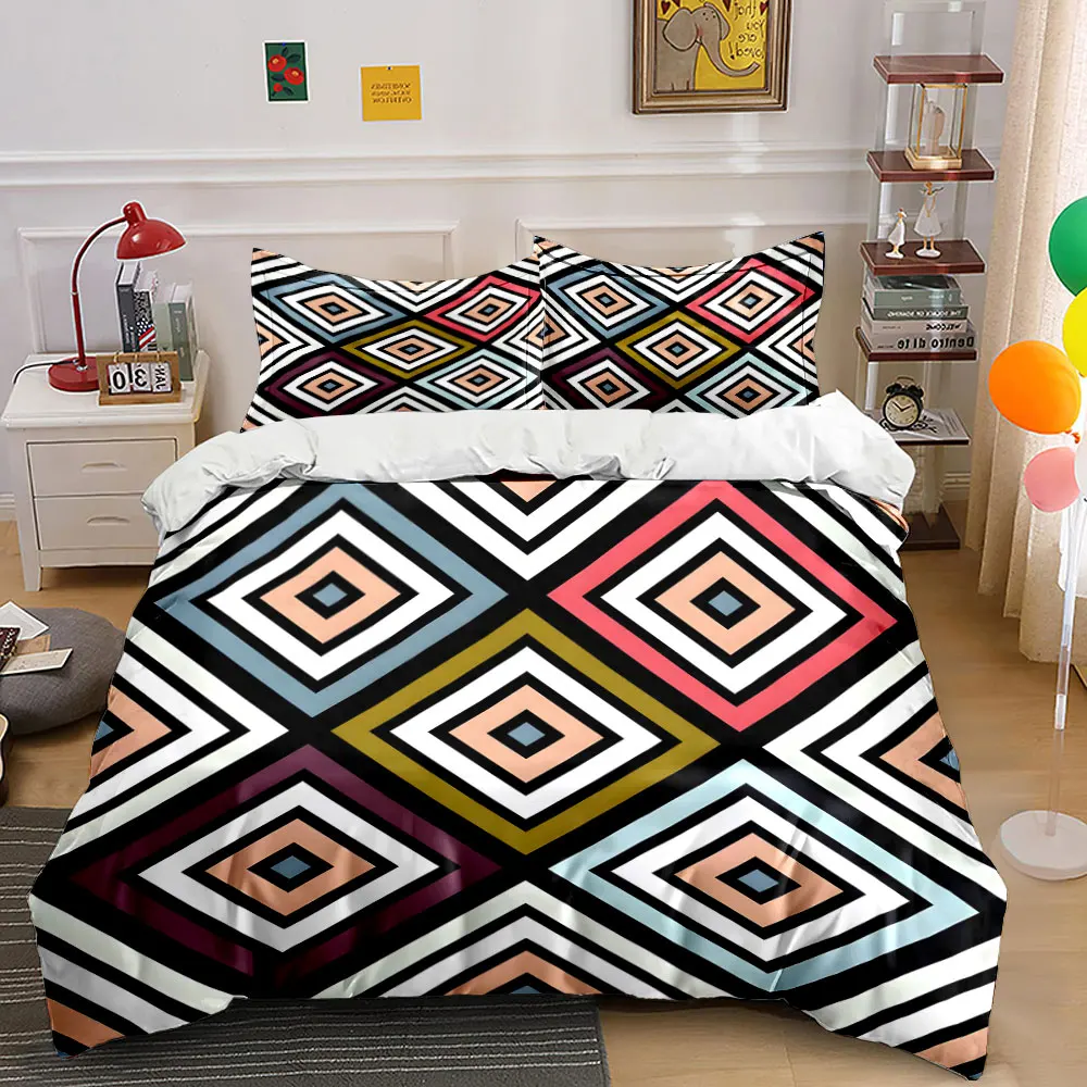 Colorful diamond geometric Pattern Duvet Cover Set Digital Print Colorful Polyester Bedding with Zipper Closur for kids gifts
Colorful diamond geometric Pattern Duvet Cover Set Digital Print Colorful Polyester Bedding with Zipper Closur for kids gifts