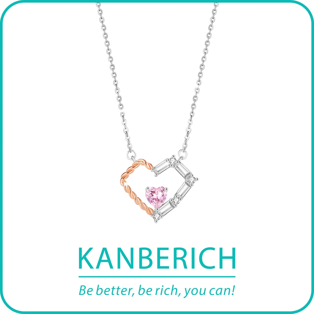 Kanberich S925 Real Sterling Silver Cubic Zirconia Sweet Love Heart Pendant Clavicle Chain Necklace
Kanberich S925 Real Sterling Silver Cubic Zirconia Sweet Love Heart Pendant Clavicle Chain Necklace