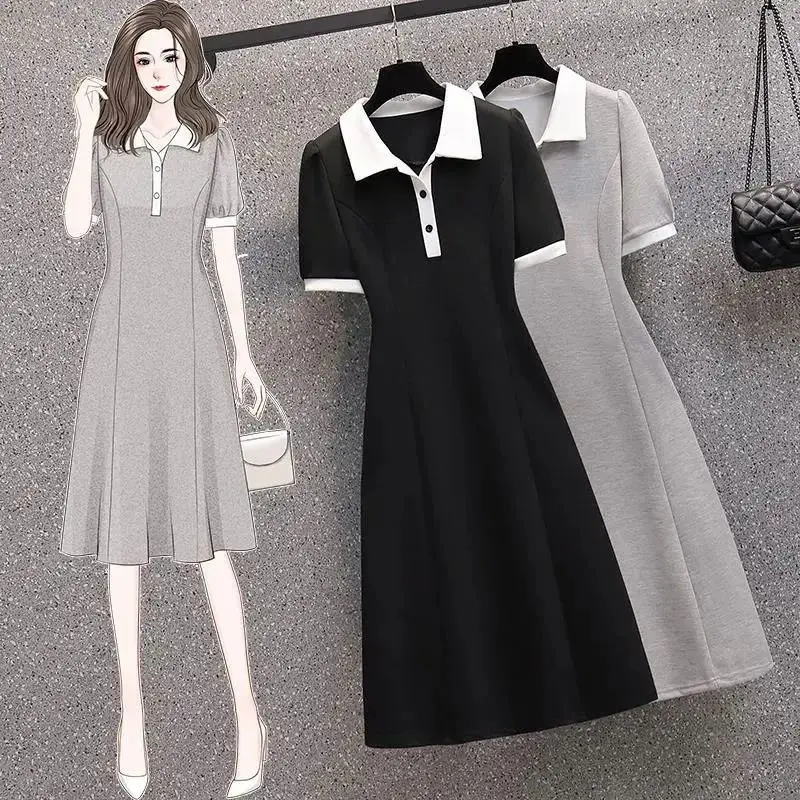Women's Summer Polo Shirts Midi Dress 2025 New Lady Casual Patchwork Short Sleeve Slim Dresses Daily Simple Joker Clothing
Women's Summer Polo Shirts Midi Dress 2025 New Lady Casual Patchwork Short Sleeve Slim Dresses Daily Simple Joker Clothing
