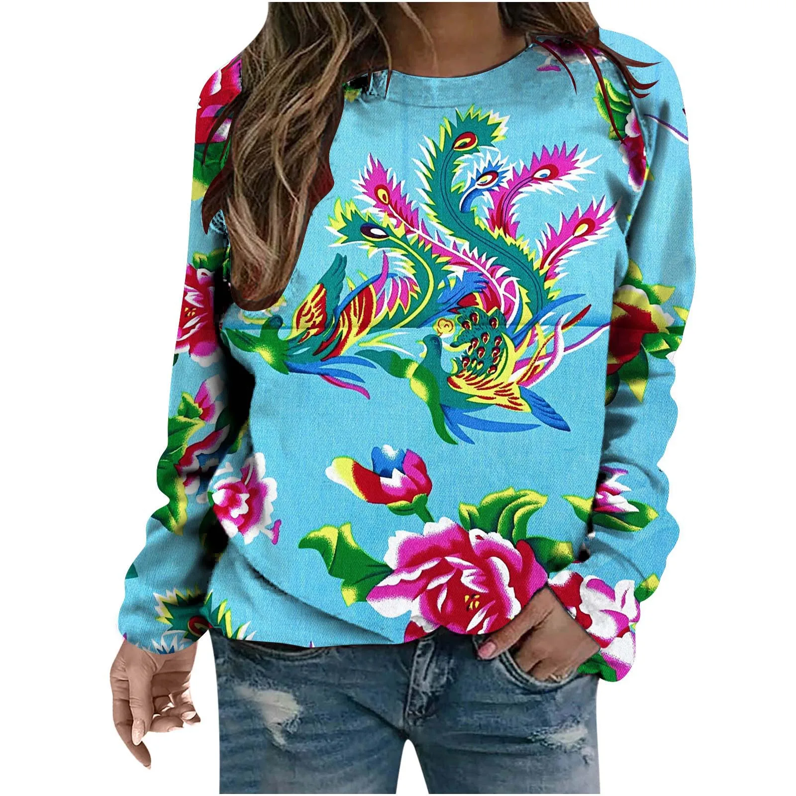 Casual Women's Pullover Tshirt Round Neck Long Sleeved Sweatshirt Autumn Winter New Item Flower Sweatshirt T-shirt Women's Tops
Casual Women's Pullover Tshirt Round Neck Long Sleeved Sweatshirt Autumn Winter New Item Flower Sweatshirt T-shirt Women's Tops