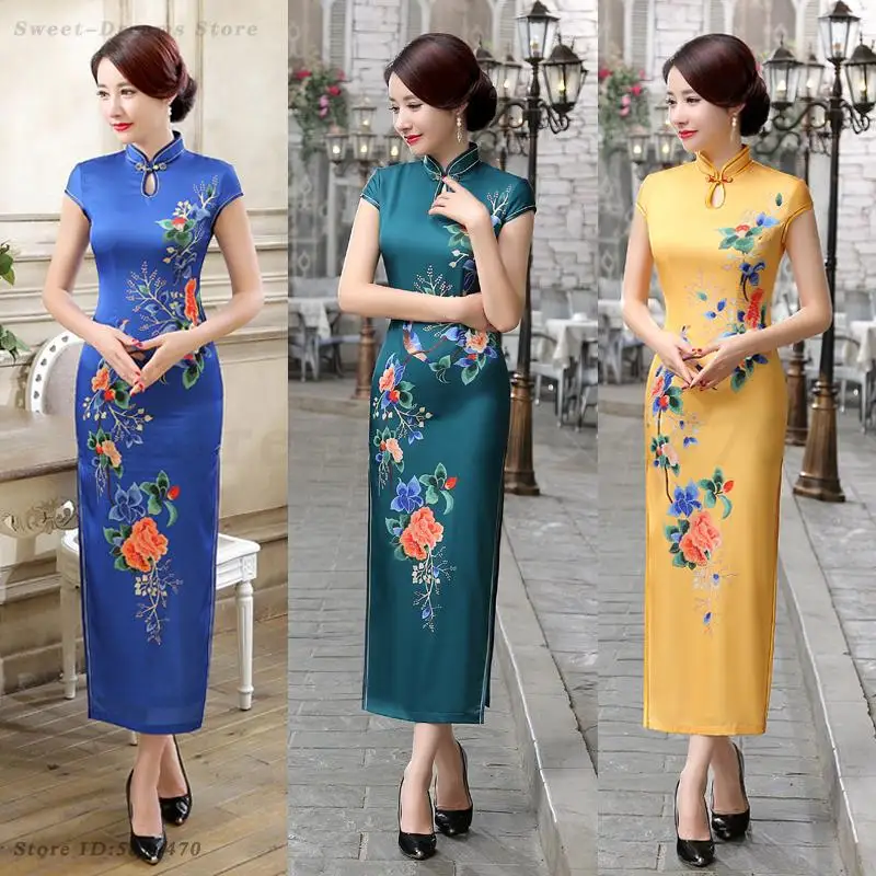 Сексуальное Ципао с цветочным принтом, китайское традиционное Cheongsam, винтажное женское атласное платье, новое летнее длинное Ципао, большие размеры 3XL, Vestidos
Сексуальное Ципао с цветочным принтом, китайское традиционное Cheongsam, винтажное женское атласное платье, новое летнее длинное Ципао, большие размеры 3XL, Vestidos