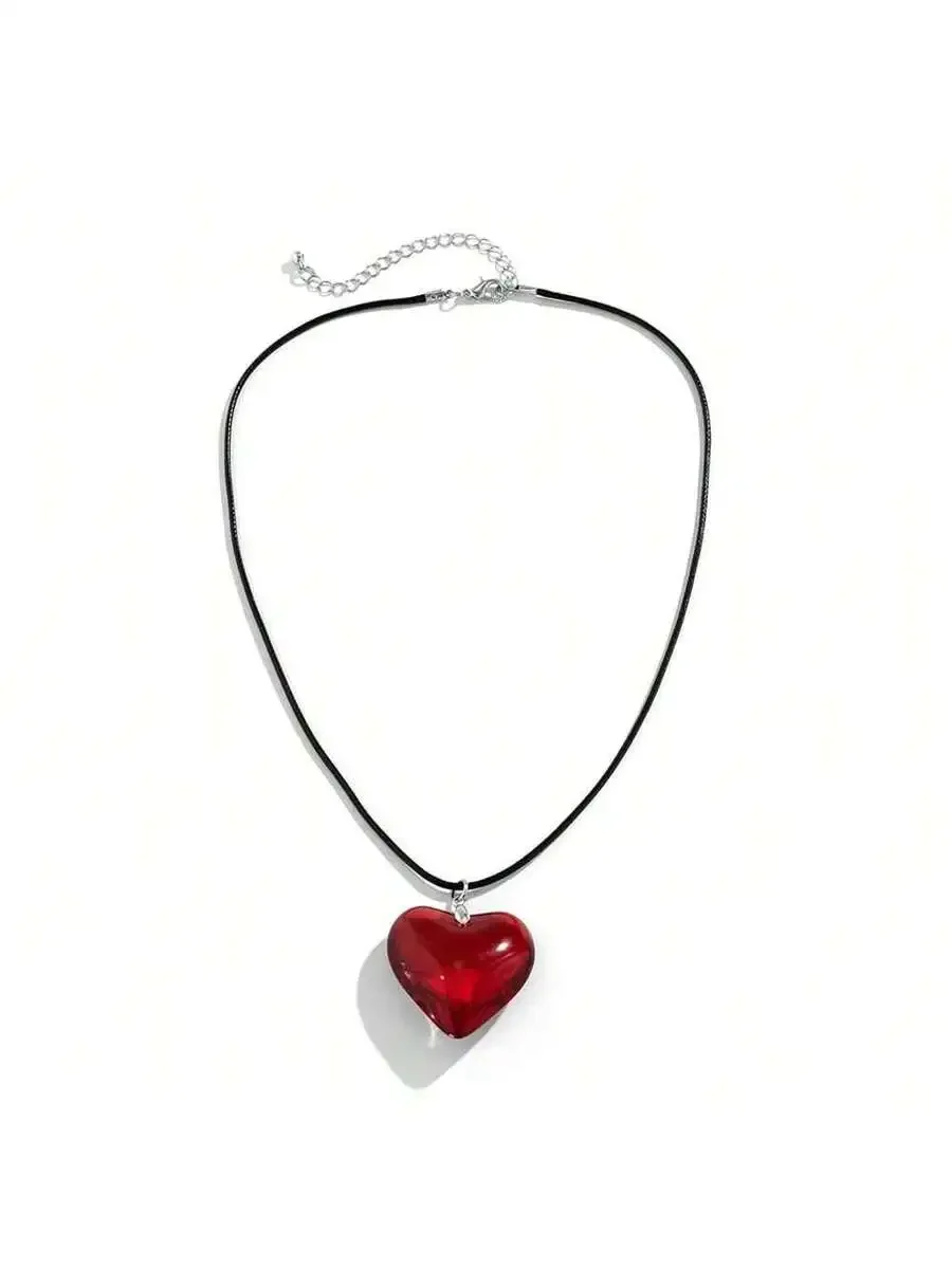 Chunky Red Heart Choker Necklace Pendant Adjustable Velvet Chain Glass Crystal Jewelry Y2K Style
Chunky Red Heart Choker Necklace Pendant Adjustable Velvet Chain Glass Crystal Jewelry Y2K Style