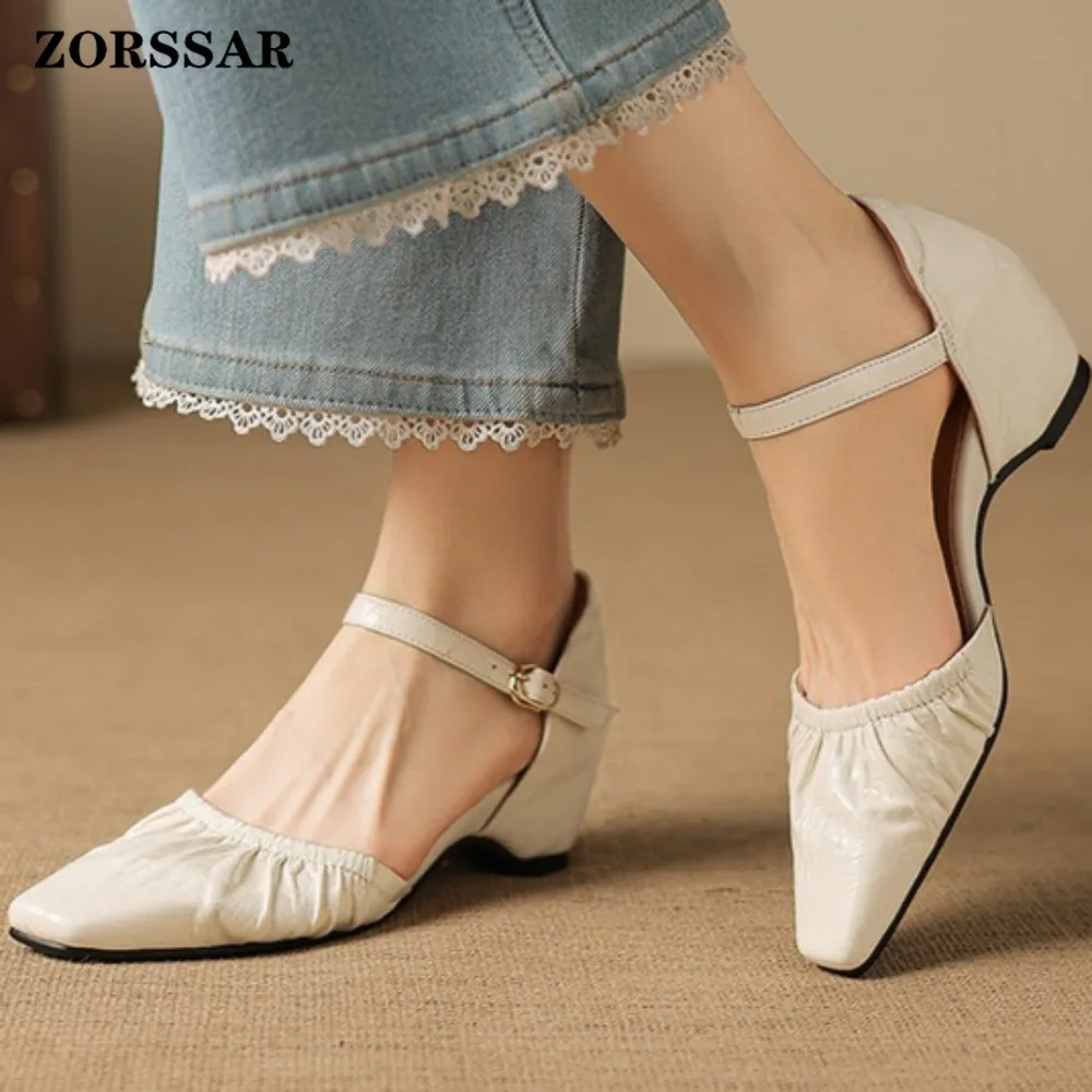 Women's Wedge Heel Ankle Strap Sandals, Square Toe Ruched Design Closed Toe Pumps, Comfortable Dress Shoes for Office, Wedding
Women's Wedge Heel Ankle Strap Sandals, Square Toe Ruched Design Closed Toe Pumps, Comfortable Dress Shoes for Office, Wedding