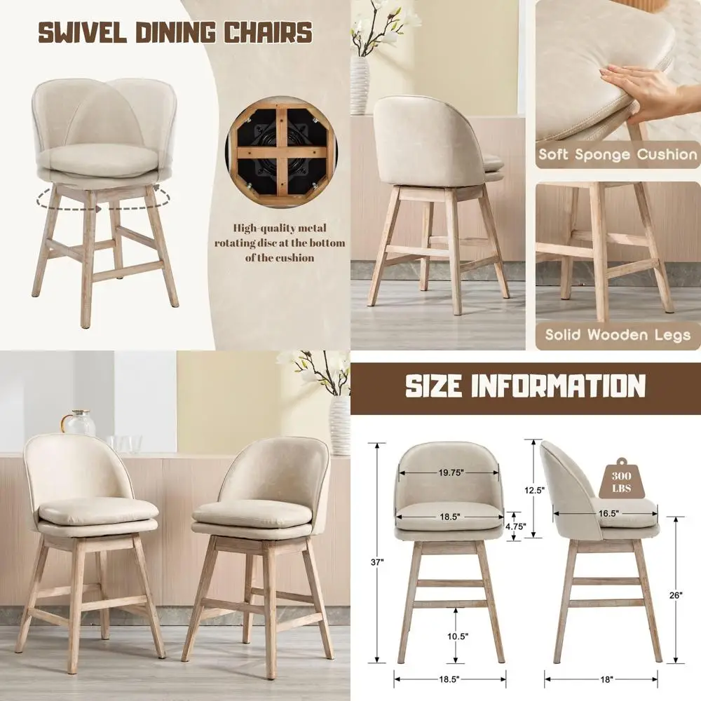 Набор из 2 серых барных стульев высотой до столешницы, в стиле середины века, с поворотным механизмом, спинками и деревянными ножками, обивка из искусственной кожи
Набор из 2 серых барных стульев высотой до столешницы, в стиле середины века, с поворотным механизмом, спинками и деревянными ножками, обивка из искусственной кожи