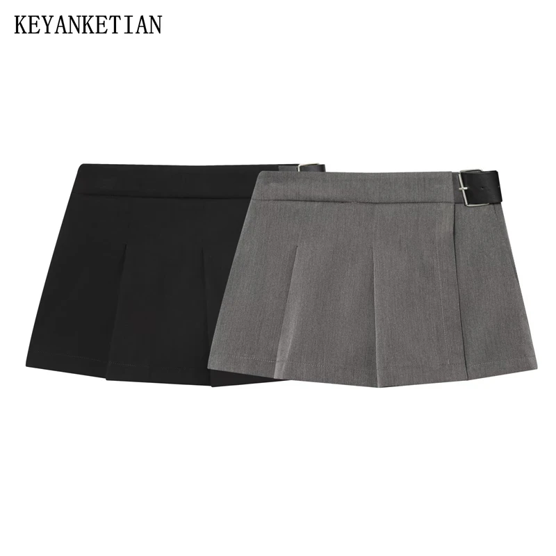 KEYANKETIAN Spring New Women's Asymmetrical Belt Decorates Pleated Skirt Hot sweet Zipper High-waisted A Line Mini Pantskirt
KEYANKETIAN Spring New Women's Asymmetrical Belt Decorates Pleated Skirt Hot sweet Zipper High-waisted A Line Mini Pantskirt