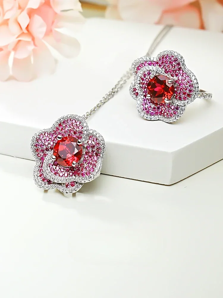 Seiko Fashion Colorful Treasure Flower 925 Sterling Silver Pendant Set with High Carbon Diamond Design Wedding Jewelry Wholesale
Seiko Fashion Colorful Treasure Flower 925 Sterling Silver Pendant Set with High Carbon Diamond Design Wedding Jewelry Wholesale