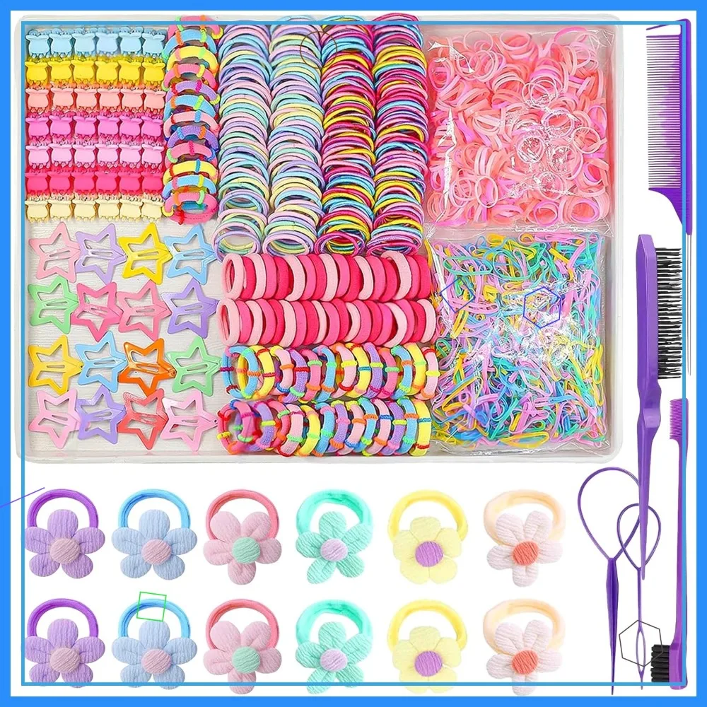 889 Pcs Girls Hair Ties Set with 12 Flower Hair Ties, Colorful Elastic Bands for Toddler
889 Pcs Girls Hair Ties Set with 12 Flower Hair Ties, Colorful Elastic Bands for Toddler